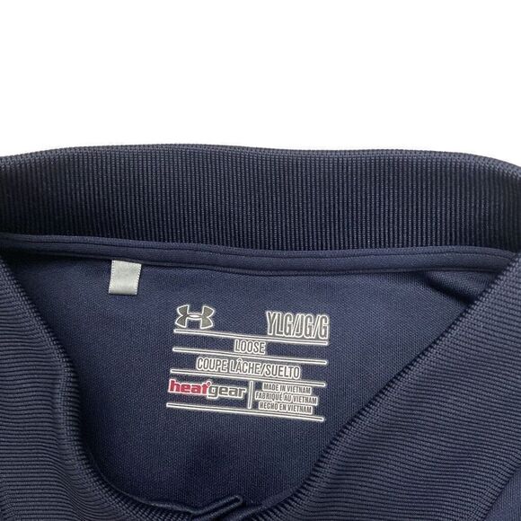 Under Armour Heat Gear Polo Shirt Youth Large Navy Loose Fit "Irish" Logo‎ - Picture 5 of 7
